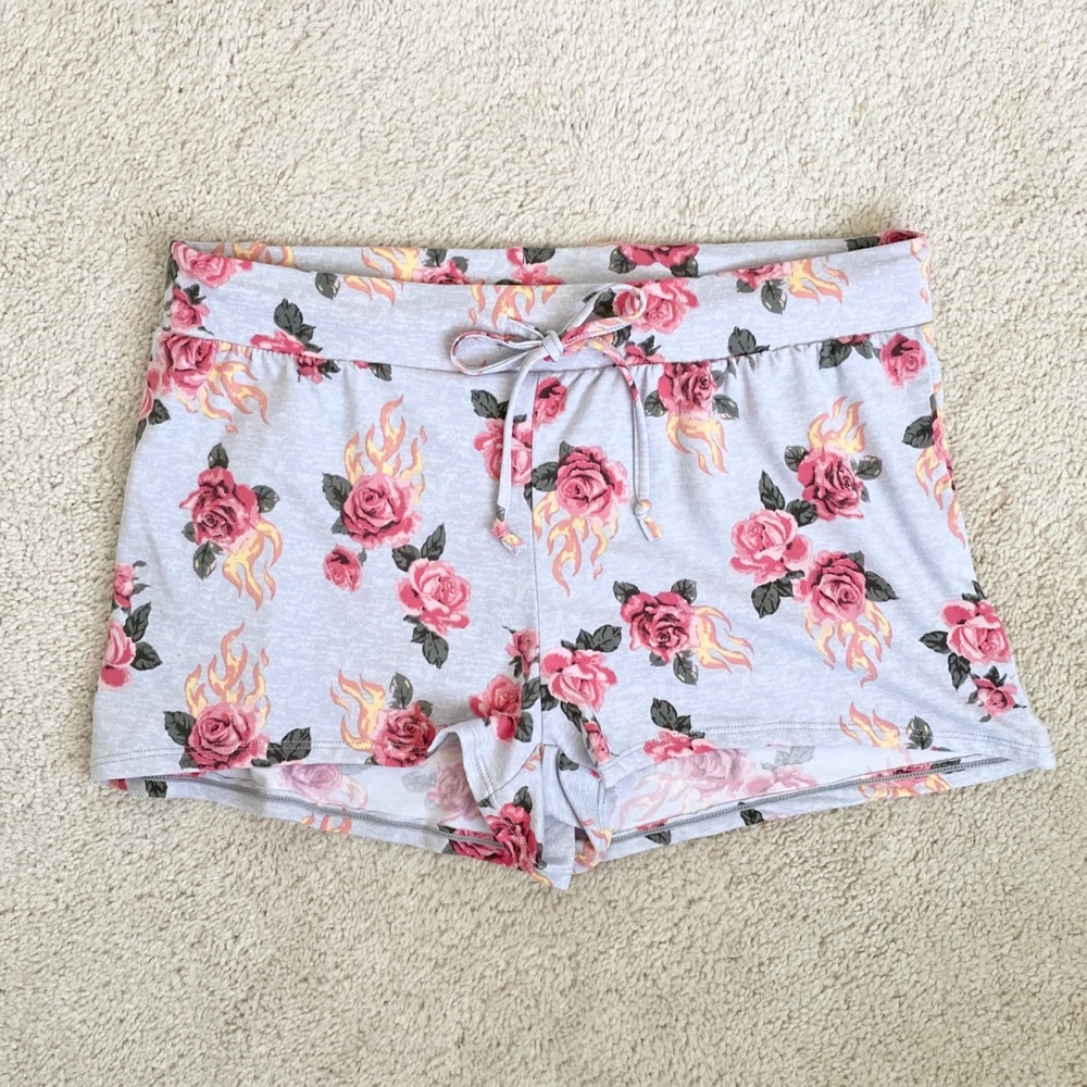 Rose w/ flame comfy pajama shorts